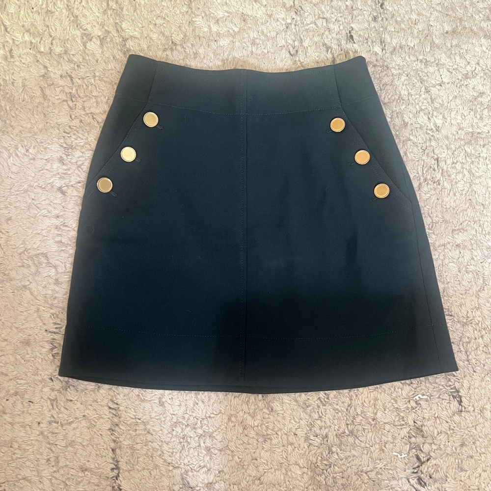 Club Monaco Green Sailor Mini Skirt Gold Buttons — Size 2